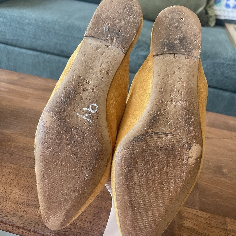 Everlane Pointed Slide Yellow Slip On Flats V Mules Sandals Sz 6.5 Minimalist - Picture 6 of 6